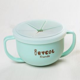 [I-BYEOL Friends] Two hands cup Mint + Silicone Lid (Snack) _ Snack Catcher with Silicon Lid, Snack Container, Portable Biscuits Candy Box, BPA Free _ Made in KOREA